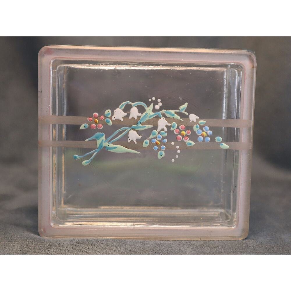 Vintage Enamel Glass Trinket Dresser Box Germany
